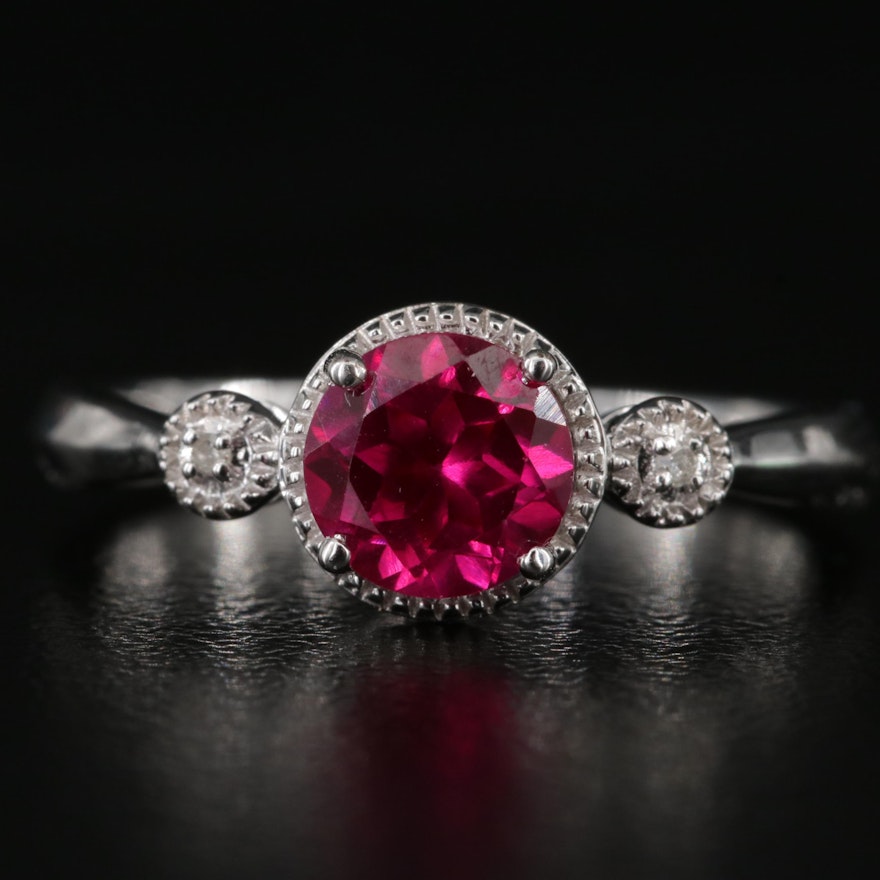 Sterling Ruby and Diamond Ring
