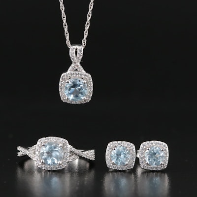 Sterling Sky Blue Topaz and Cubic Zirconia Jewelry Selection
