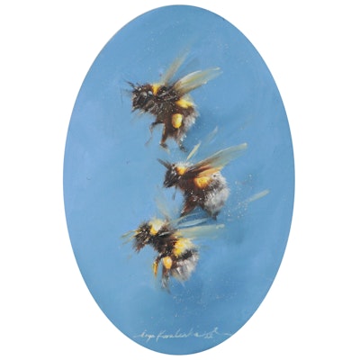 Inga Kovalenko Oil Painting of Bees in Flight, 2022