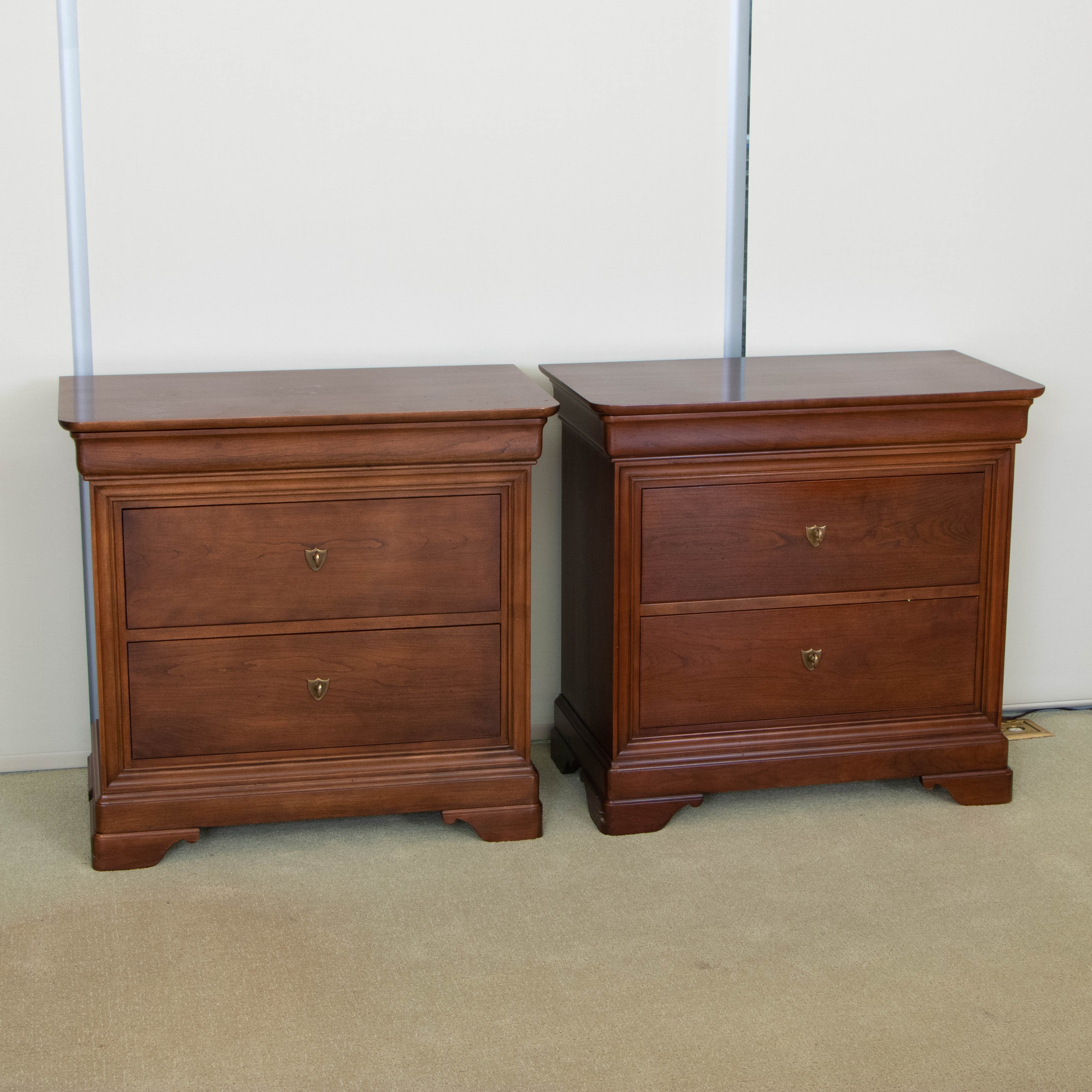 Pair of Stickley "Marseilles" Louis Philippe Style Cherry Nightstands