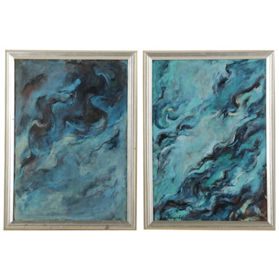 Chien Ming Su Abstract Diptych Oil Painting, Late 20th to 21st Century
