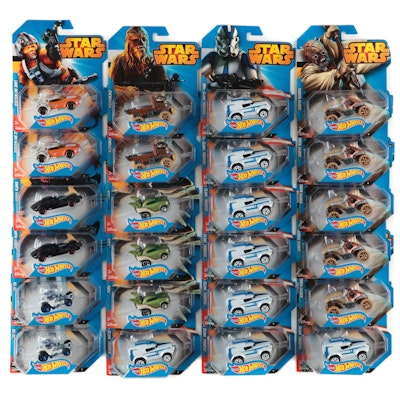 Star Wars Themed Hot Wheels Including Luke Skywalker and Darth Vader
