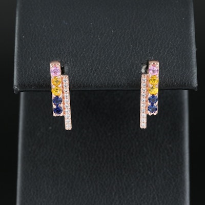 Sterling Sapphire Bar Stud Earrings