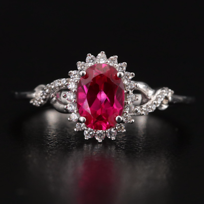 Sterling Ruby and Cubic Zirconia Halo Ring