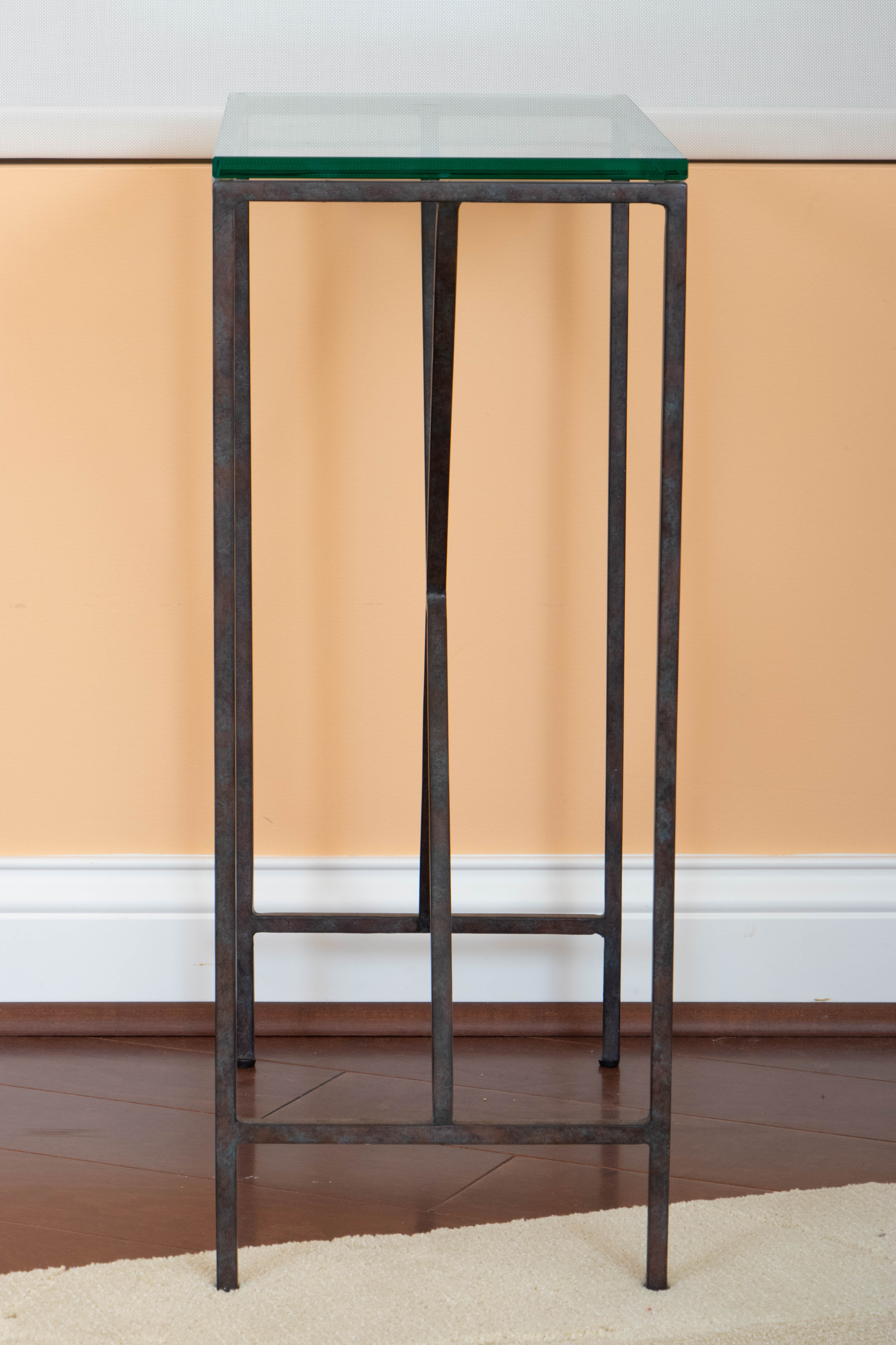 Pair of Modernist Style Glass and Metal Accent Tables EBTH