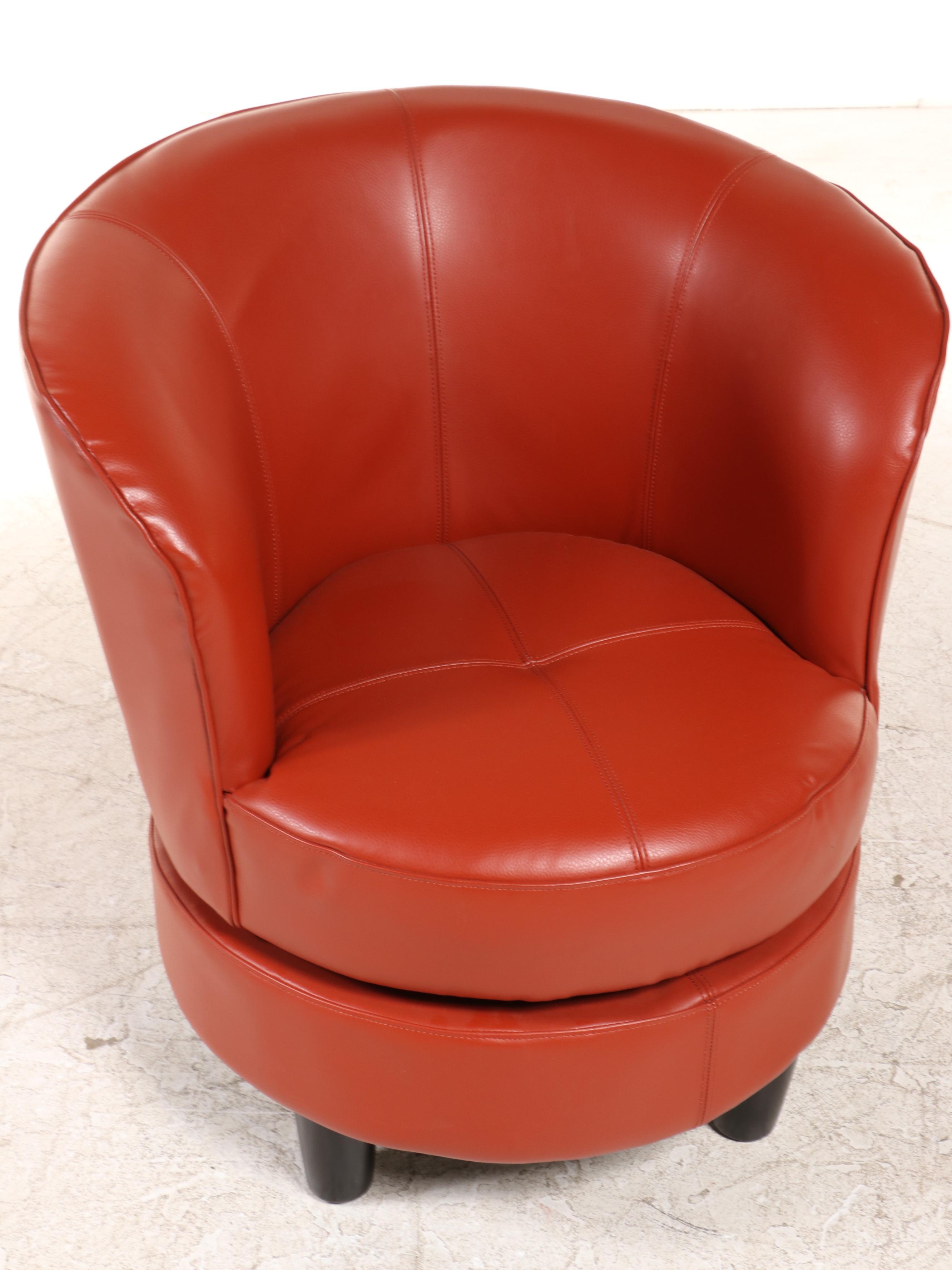Modernist Style FauxLeather Swivel Tub Chair EBTH
