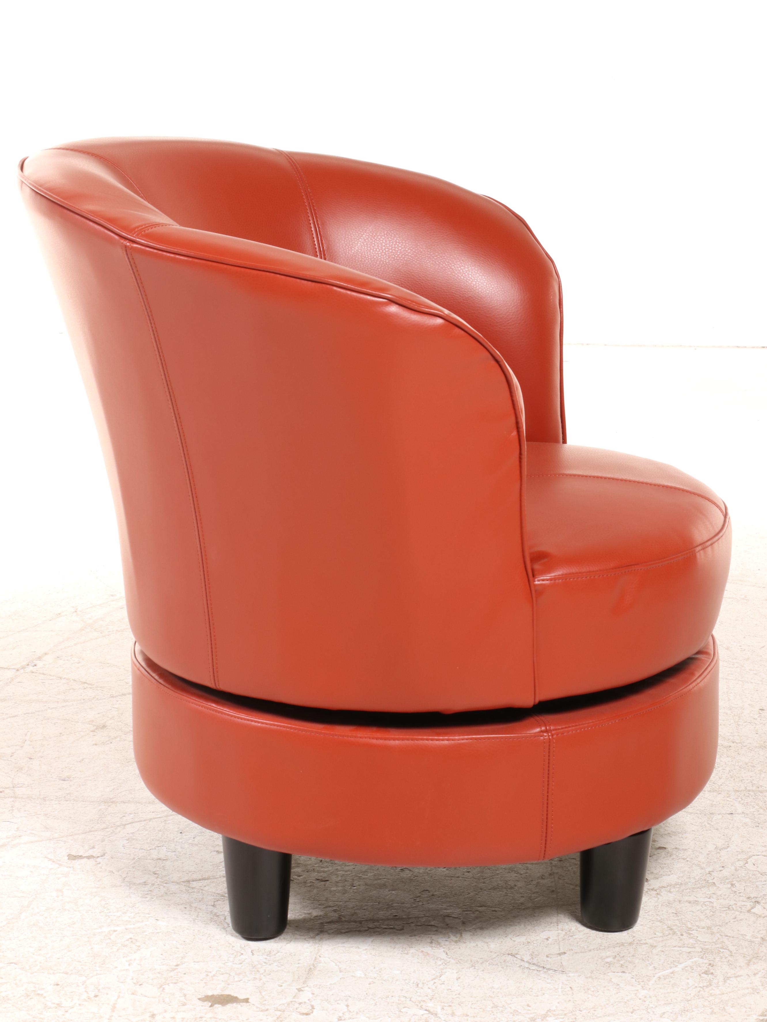 Modernist Style FauxLeather Swivel Tub Chair EBTH