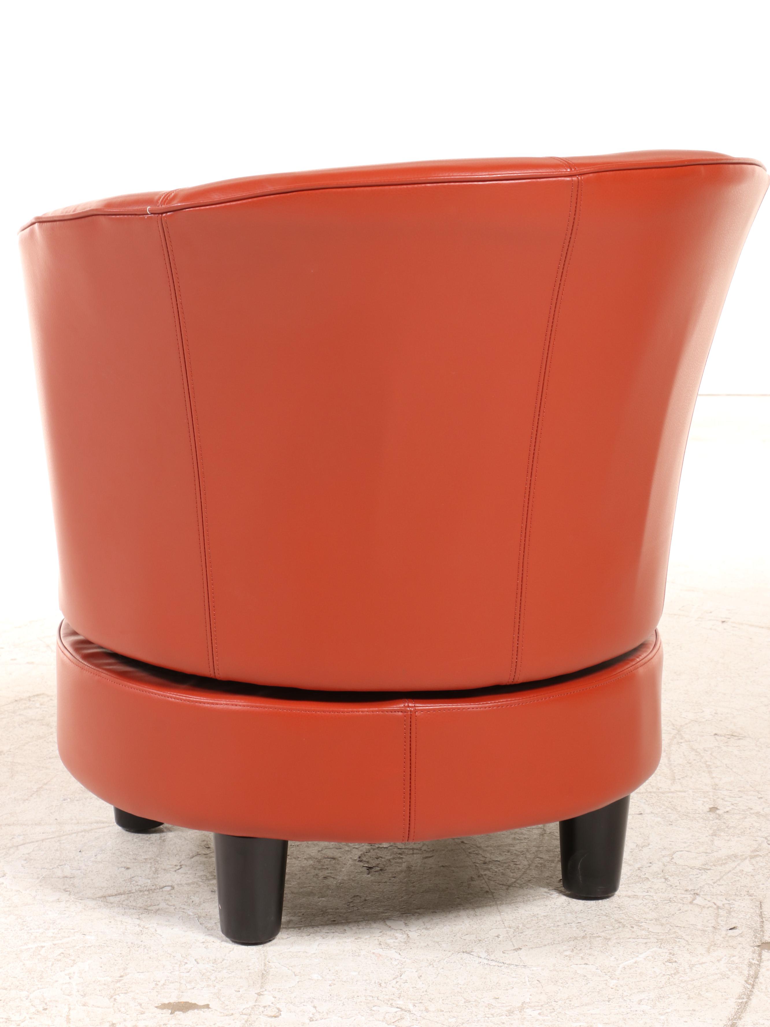 Modernist Style FauxLeather Swivel Tub Chair EBTH