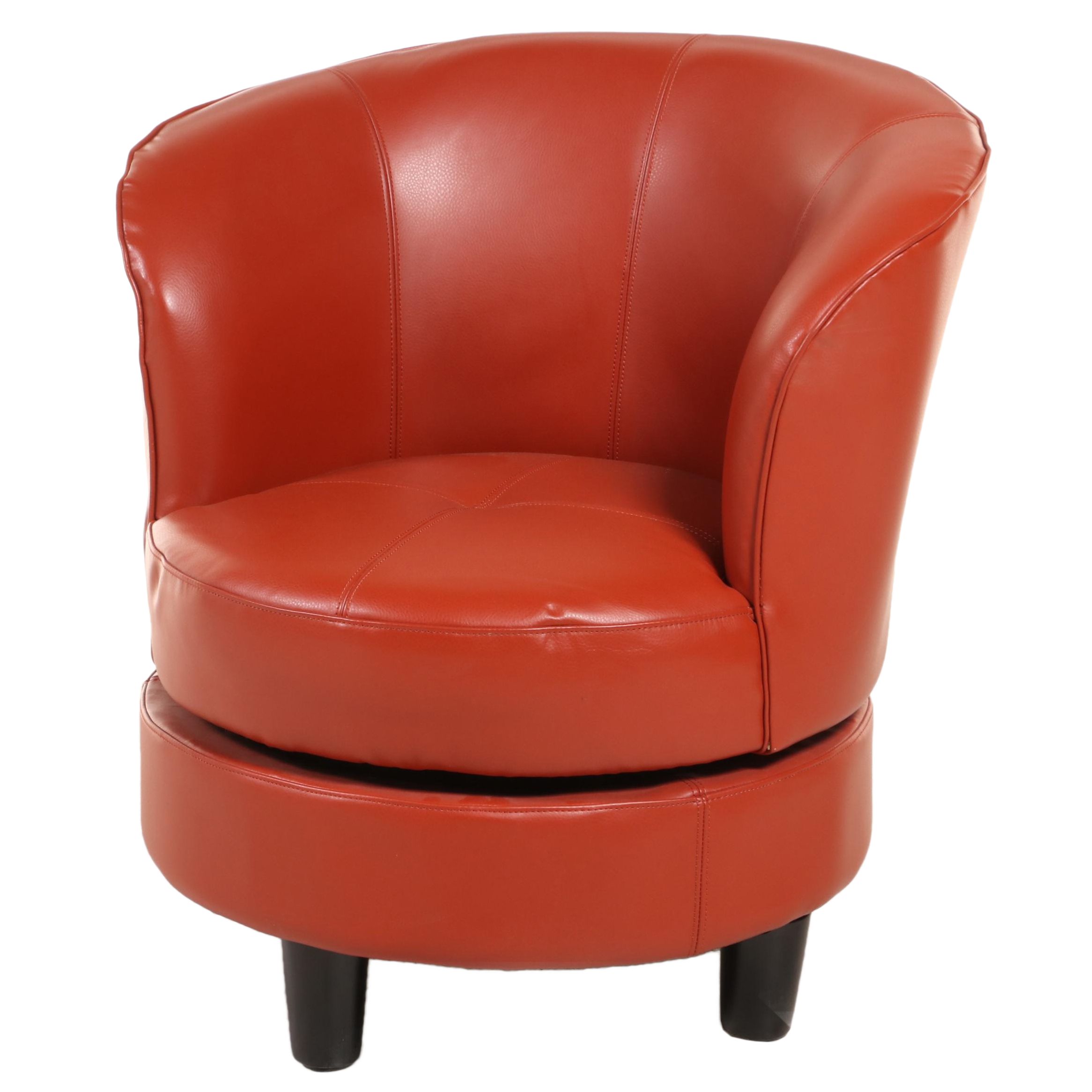 Modernist Style FauxLeather Swivel Tub Chair EBTH