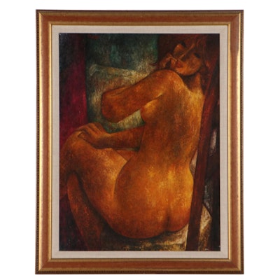 Francisco Bajen Oil Painting of Seated Nude