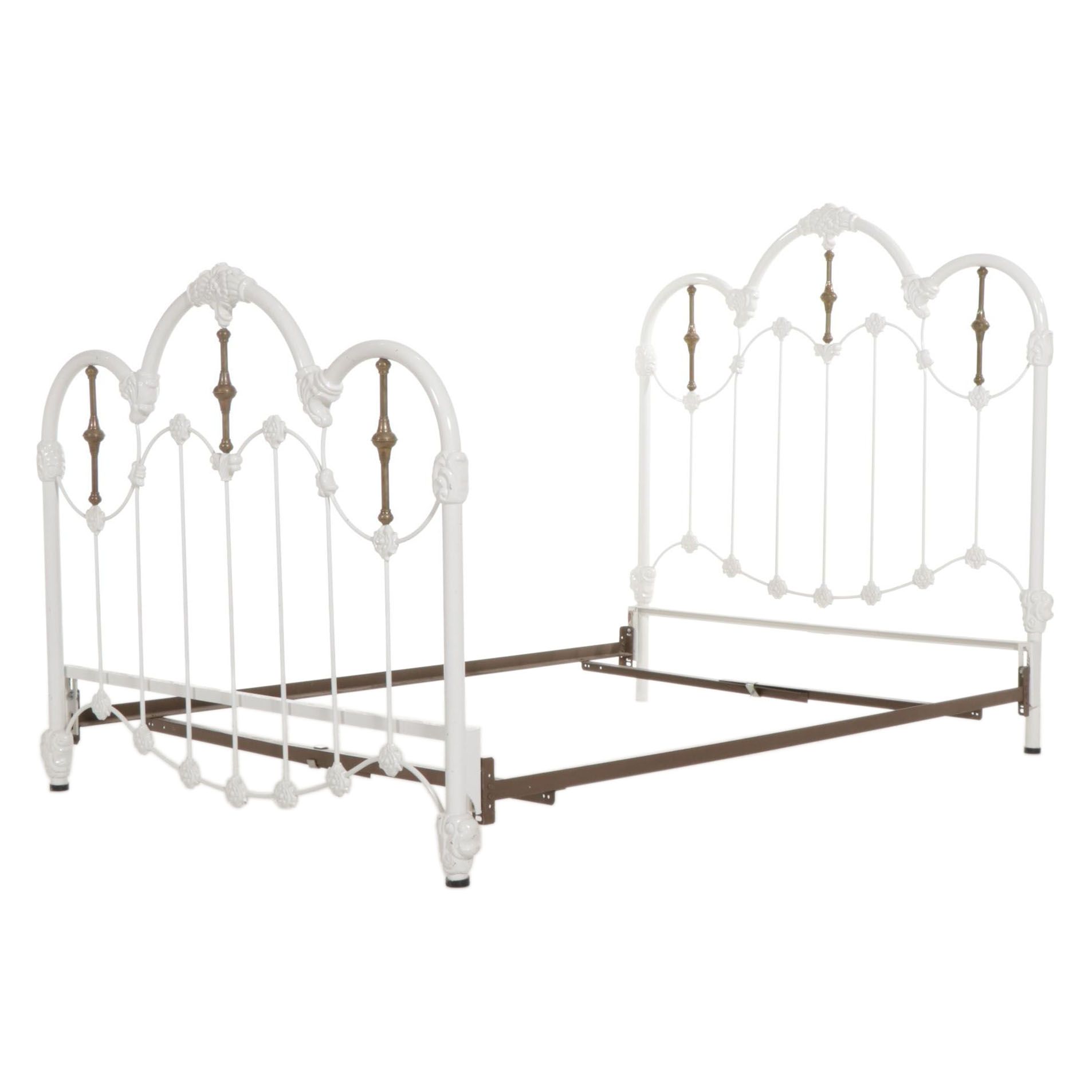 Tandy Brass Painted Metal Full Size Headboard and Footboard, Late 20th