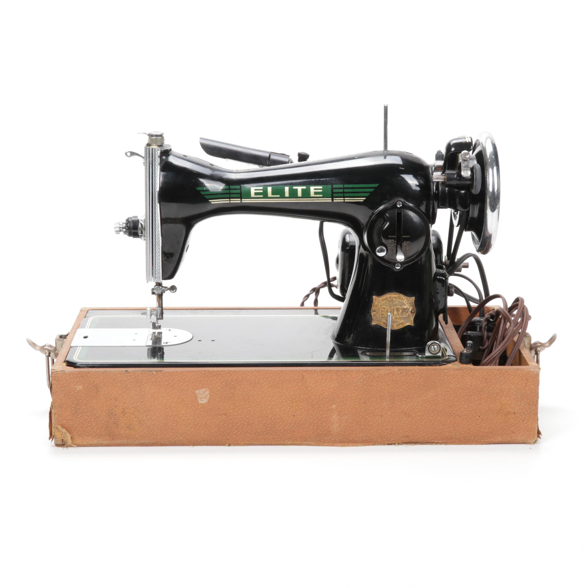 Elna and Elite Portable Sewing Machines, 1950s EBTH