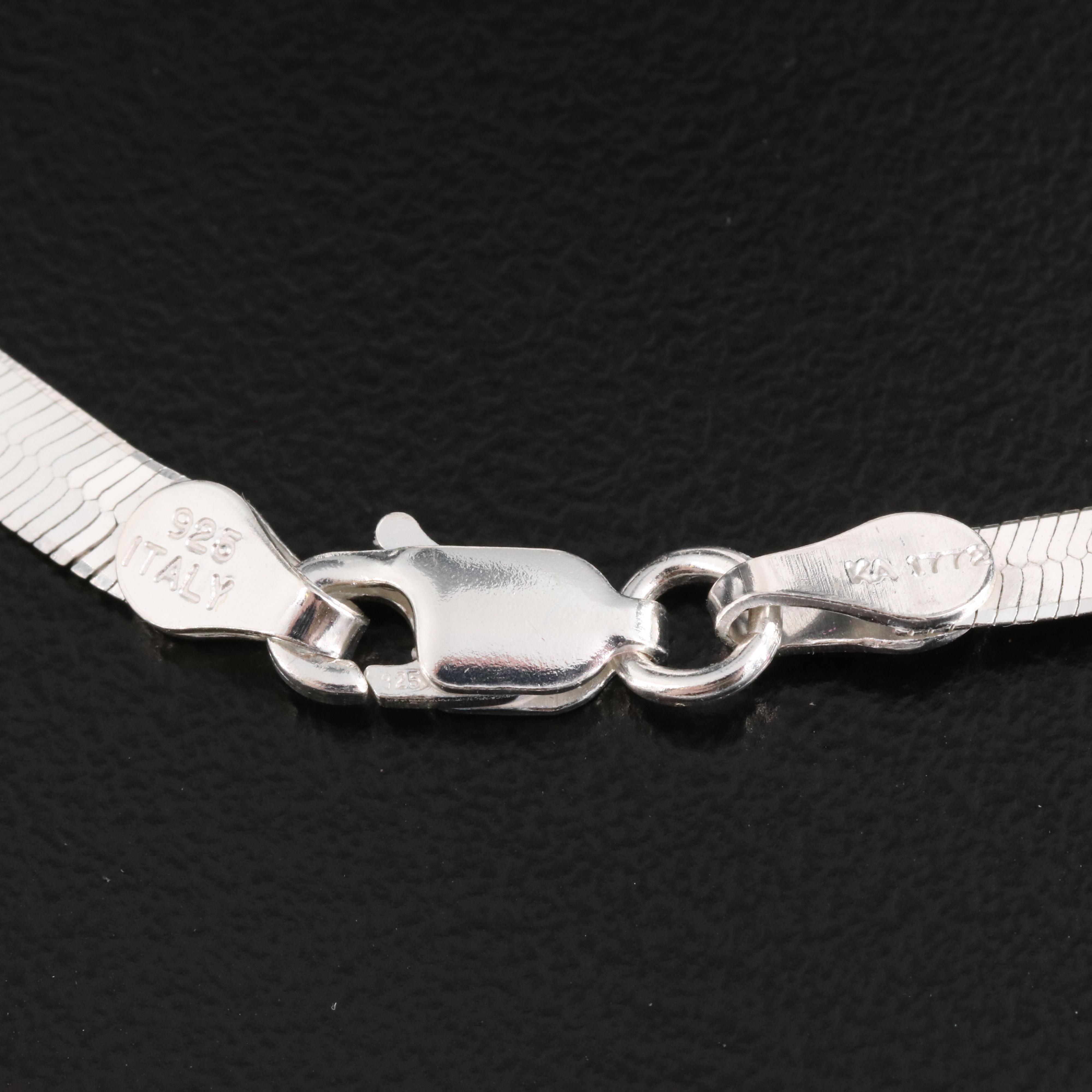 Italian Sterling Herringbone and Omega Necklaces Including Milor EBTH