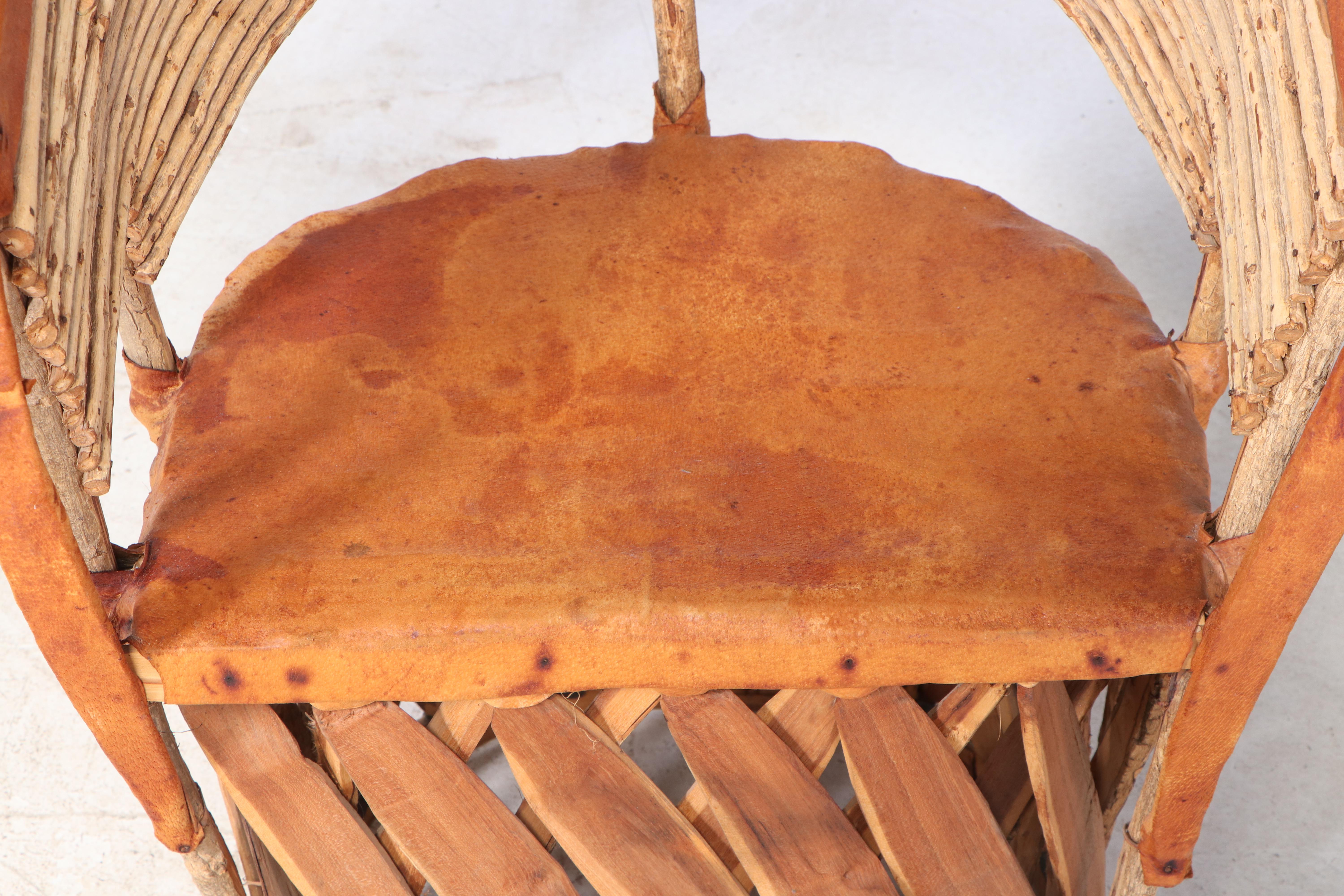 Handcrafted Mexican Leather and Wood Equipale Chair, Late 20th Century EBTH