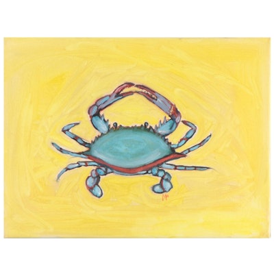 Marcella Francis Perryman Mixed Media Painting of Crab