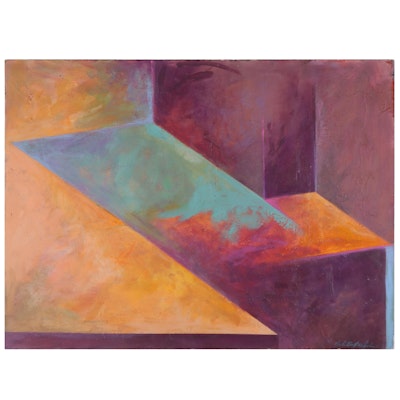 Charles Battaglini Abstract Oil Painting, Late 20th Century