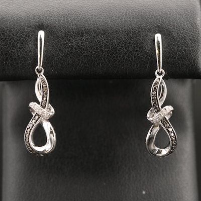 Sterling Diamond Infinity Drop Earrings