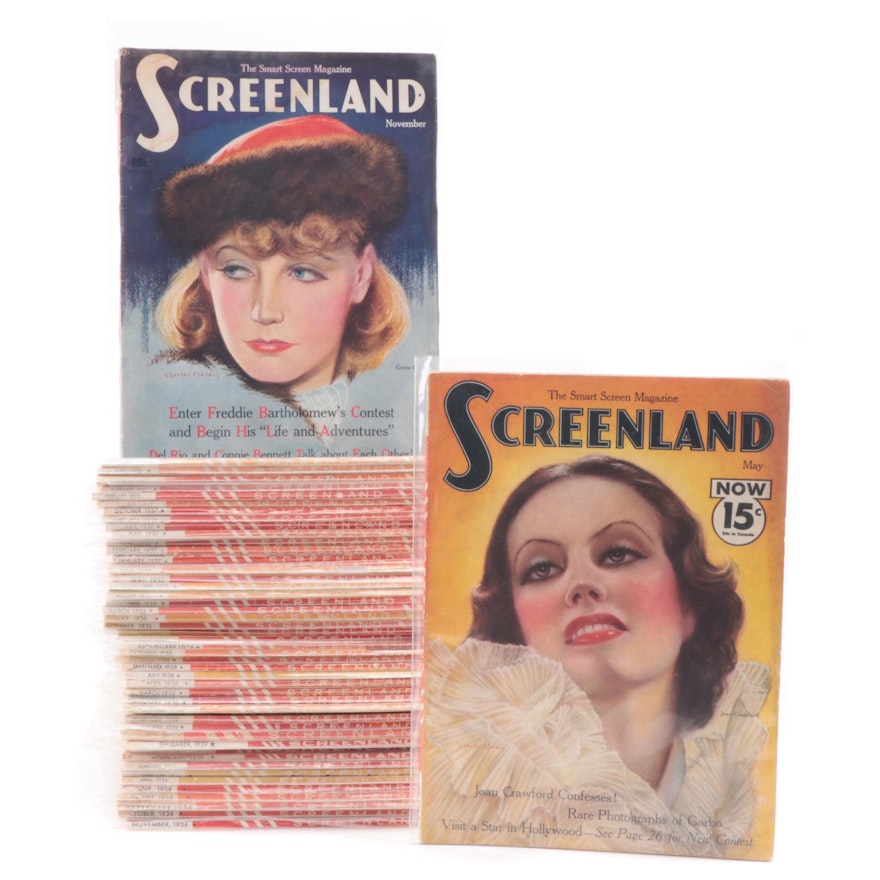 "Screenland" Magazines Featuring Joan Crawford, Greta Garbo and Others, 1930s