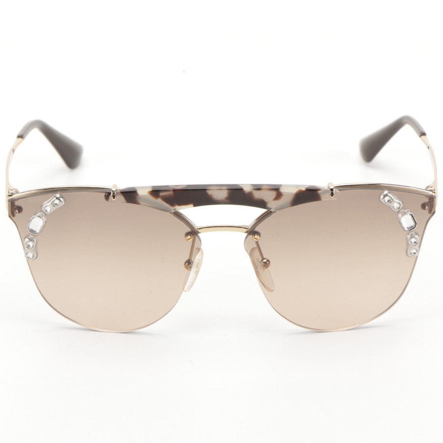 Prada SPR53U Ornate Collection Metal Embellished Sunglasses with Case and Box