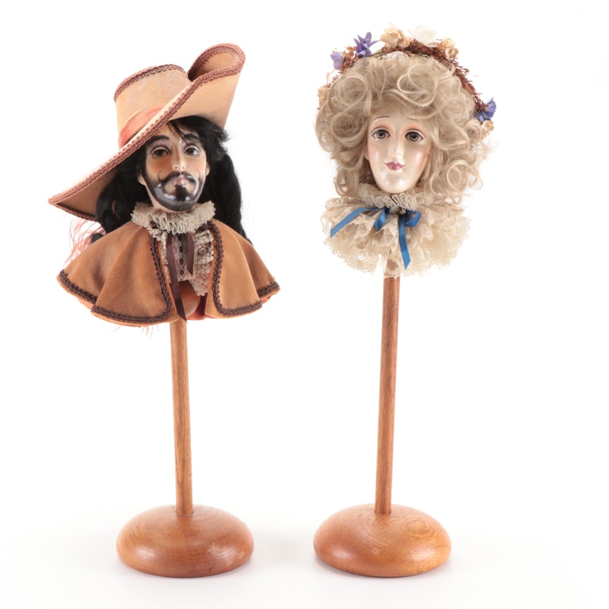 Handmade Musketeer and Lady Busts on Stands