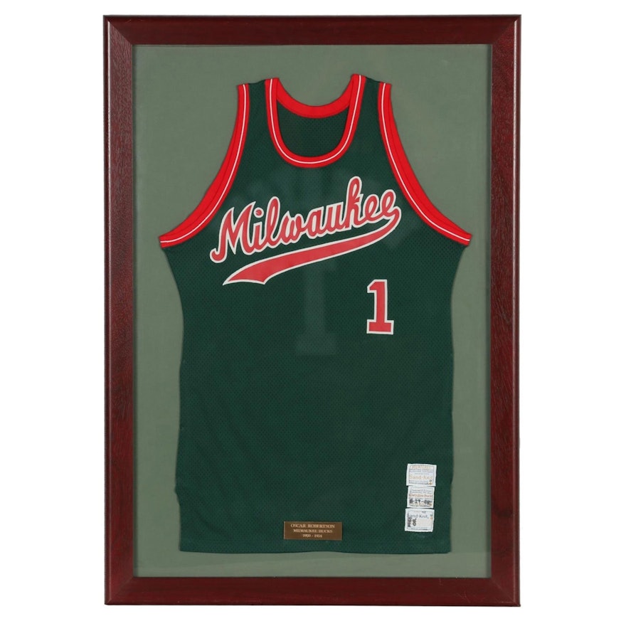 Oscar Robertson 1970–1974 NBA Milwaukee Bucks Sand-Knit Jersey in Frame