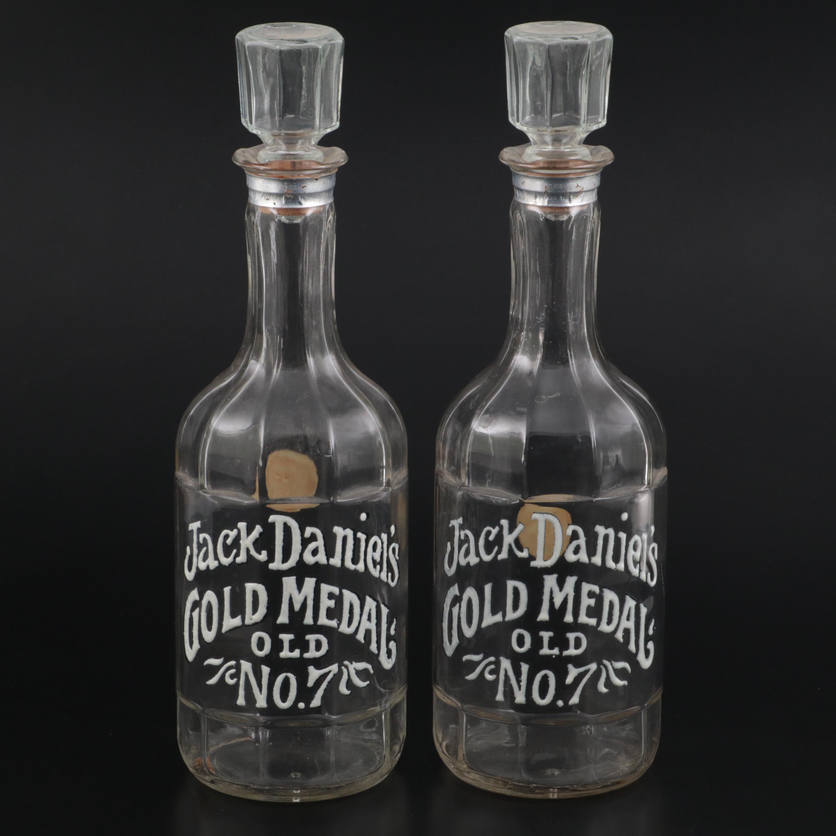 Jack Daniels Gold Medal Old No. 7 Half Gallon Glass Whiskey Decanters