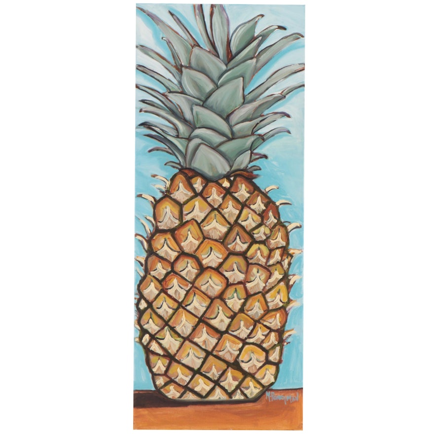 Marcella Francis Perryman Still Life Oil Painting of Pineapple, 21st Century