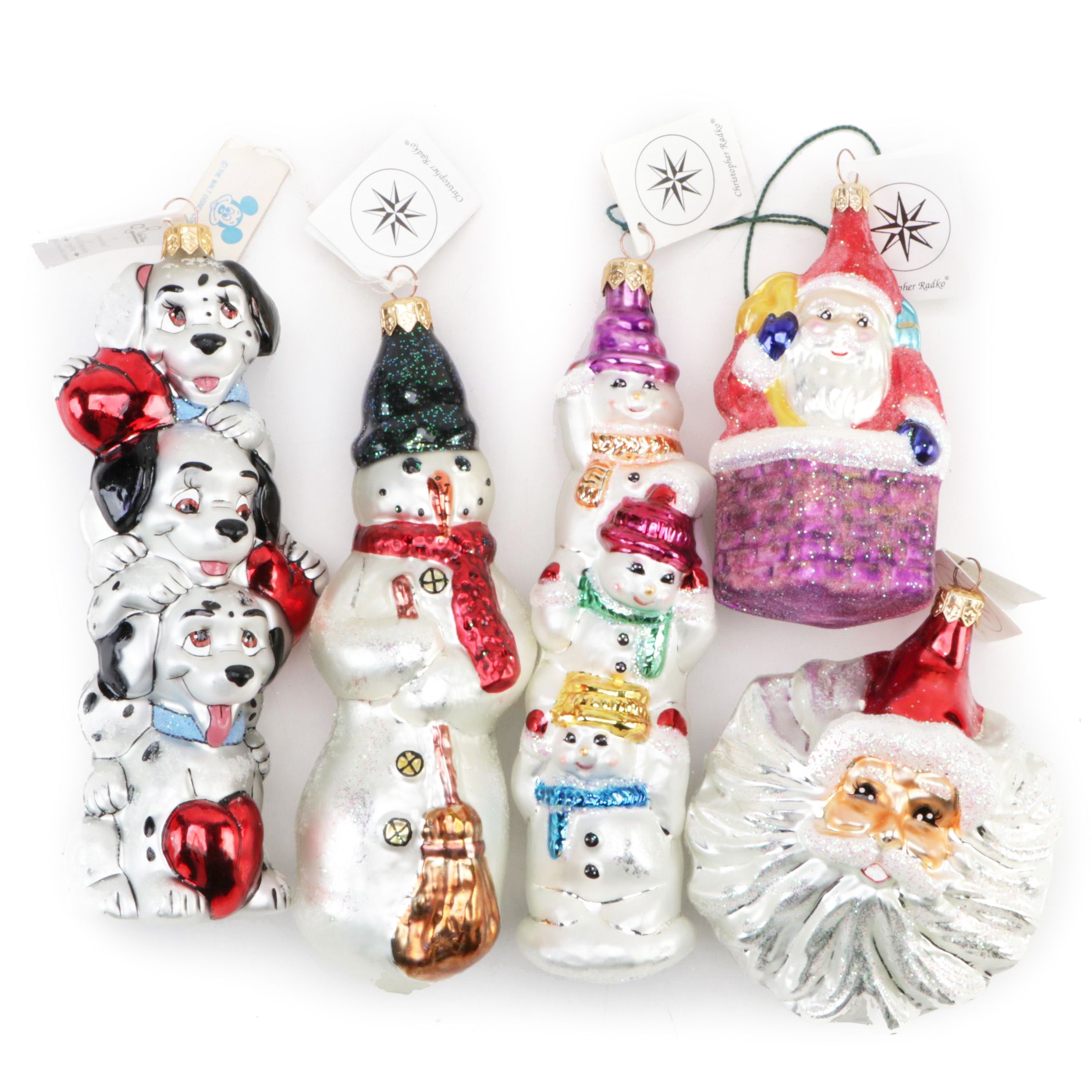 Christopher Radko and Walt Disney Co. Blown Glass Christmas Ornaments