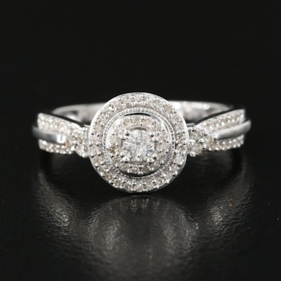 Sterling Diamond Double Halo Ring