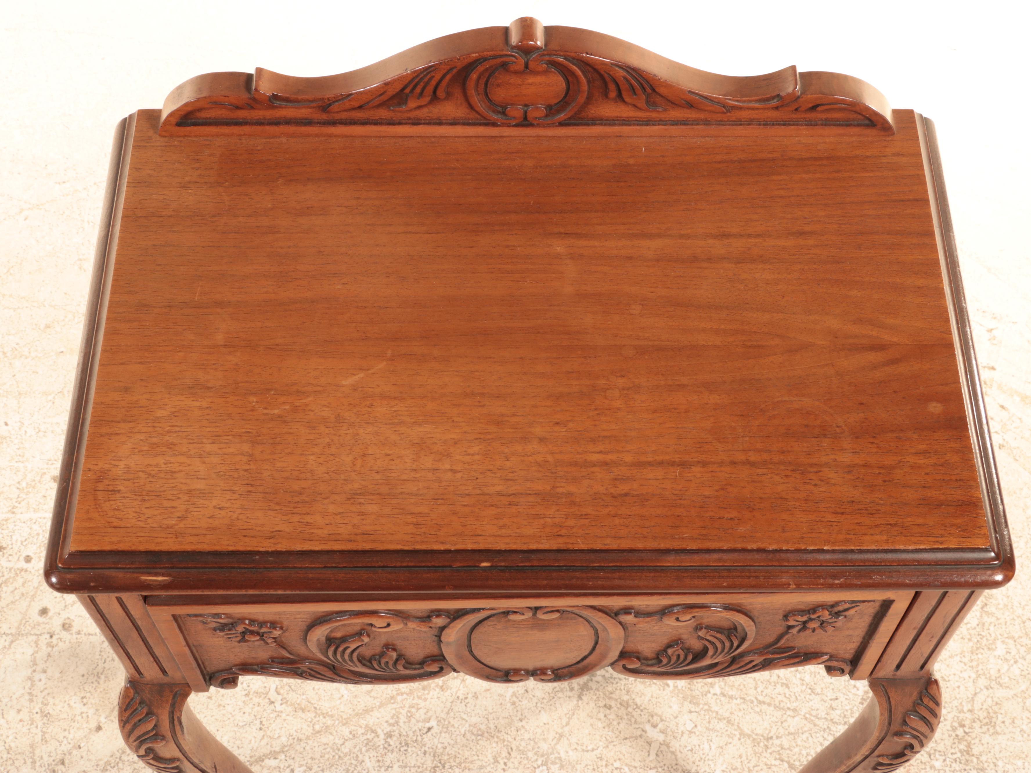 Zuk Furniture Mfg. Co. Louis XV Style Carved Walnut Writing Table, 20th