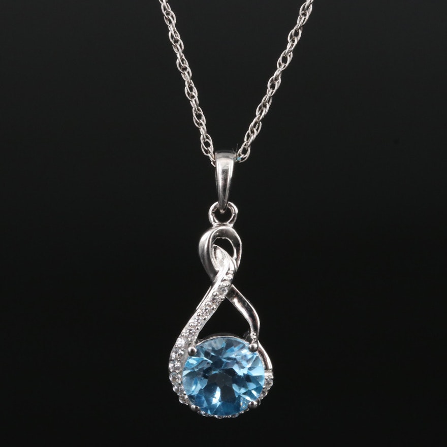 Sterling Swiss Blue Topaz and Sapphire Pendant Necklace