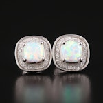 Sterling Opal and Imitation Druzy Stud Earrings