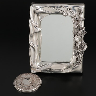 Towle Sterling Hand Mirror with Marcello Giorgio Silver Plate Framed Mirror