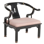 Century Chair Co. Brass-Mounted and Black Lacquered Chinese Altar Style Chair
