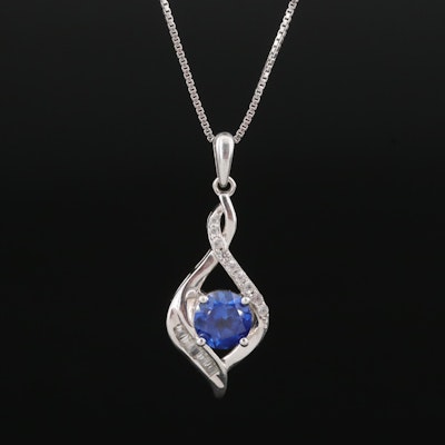 Sterling Sapphire Pendant Necklace