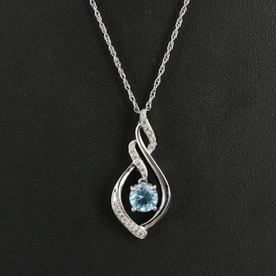 Sterling Sky Blue Topaz and White Sapphire Pendant Necklace