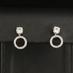 Sterling White Sapphire Stud Earrings with Converting Enhancers
