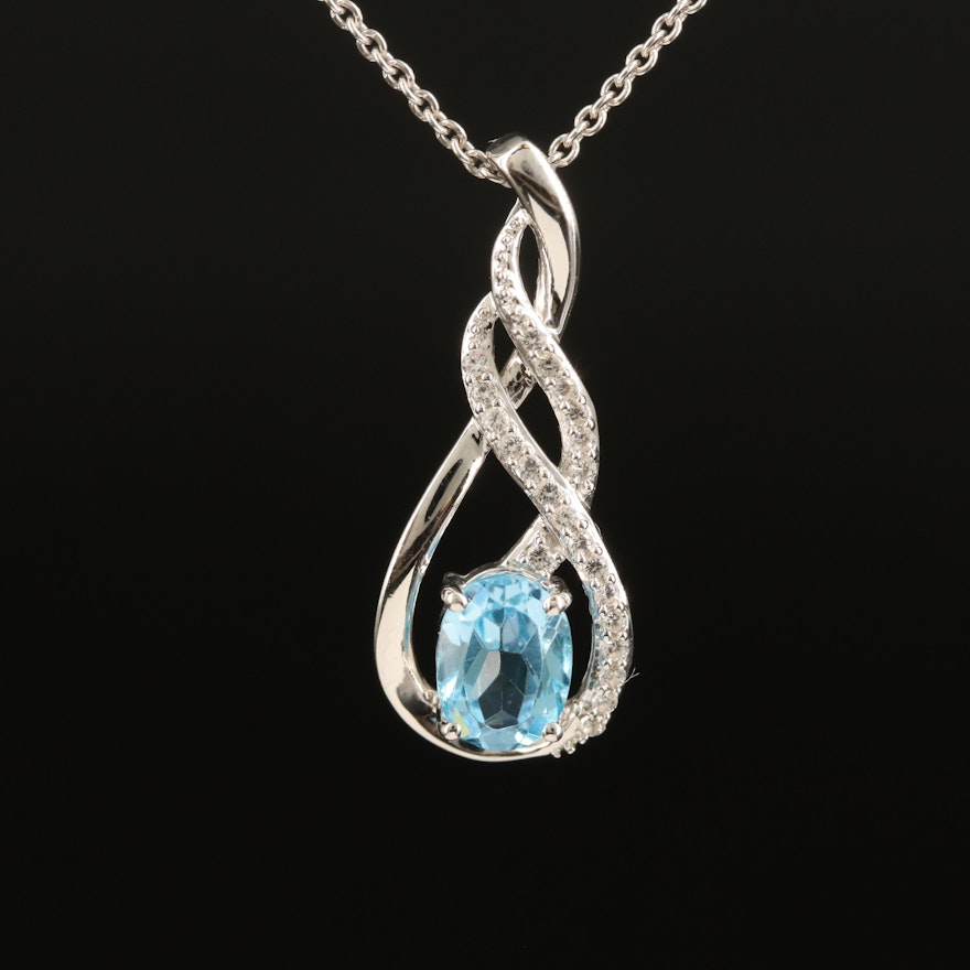 Sterling Topaz and Sapphire Pendant Necklace