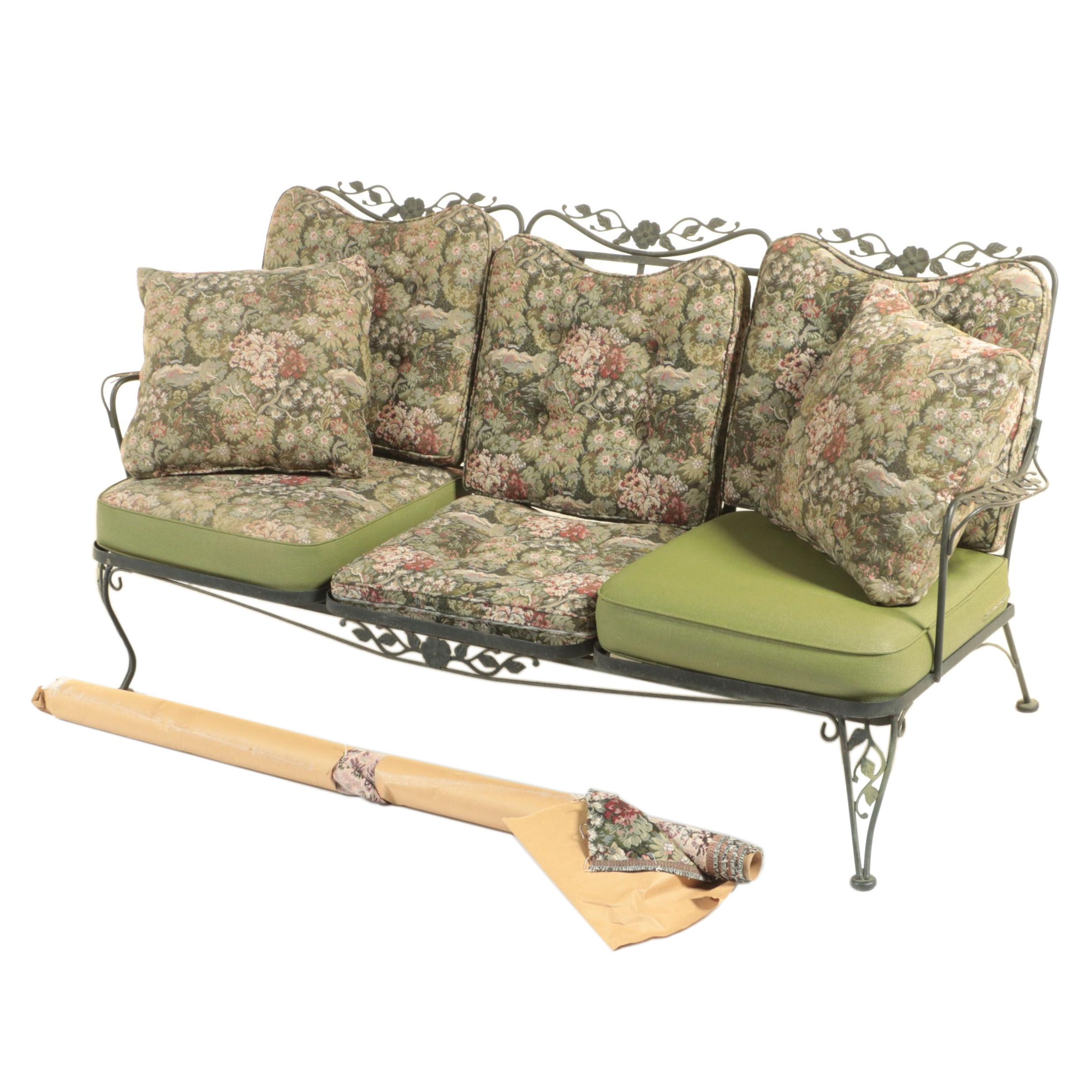 Wrought Iron Patio Sofa with Custom Upholstered Cushions EBTH