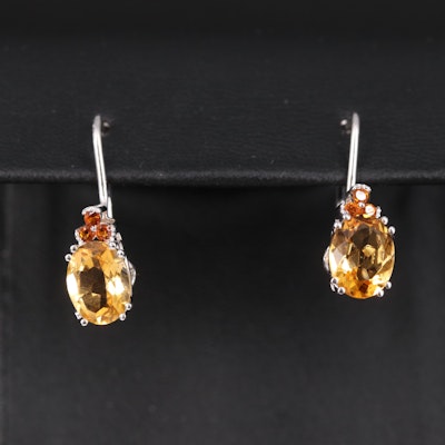 Sterling Silver and Citrine Drop Earrings