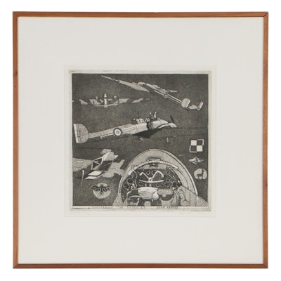 Robert Andrew Parker Etching "Concerning the Potez 63," Circa 1979