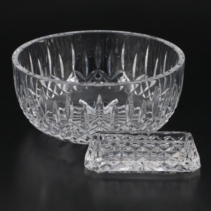 Waterford Crystal "Lismore" and "Westover" Serving Salad Bowl and Card Holder