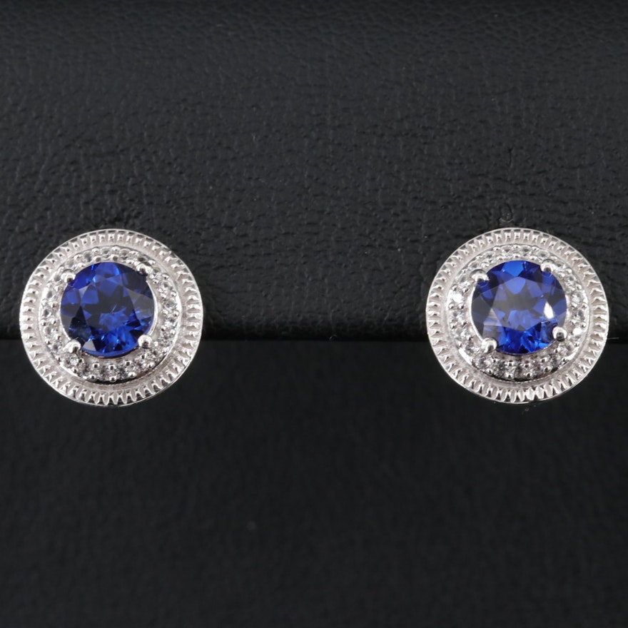 Sterling Sapphire Stud Earrings