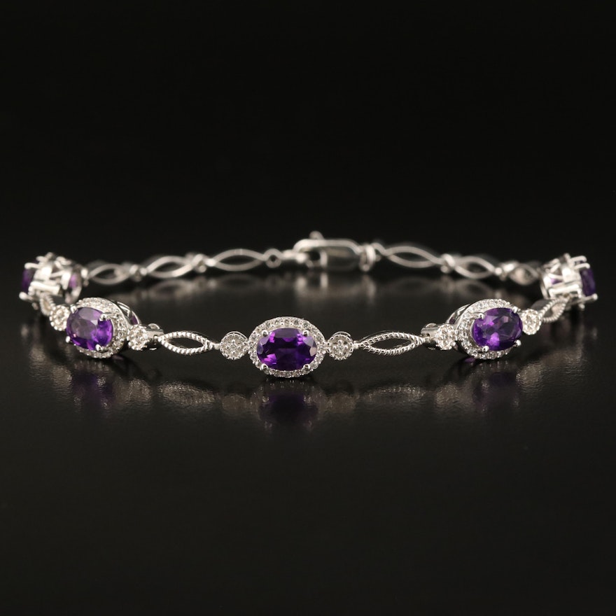 Sterling Amethyst and Sapphire Bracelet