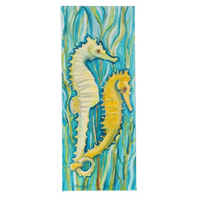 Marcella Francis Perryman Oil Painting of Sea Horses