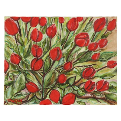 Marcella Francis Perryman Oil Painting of Tulips