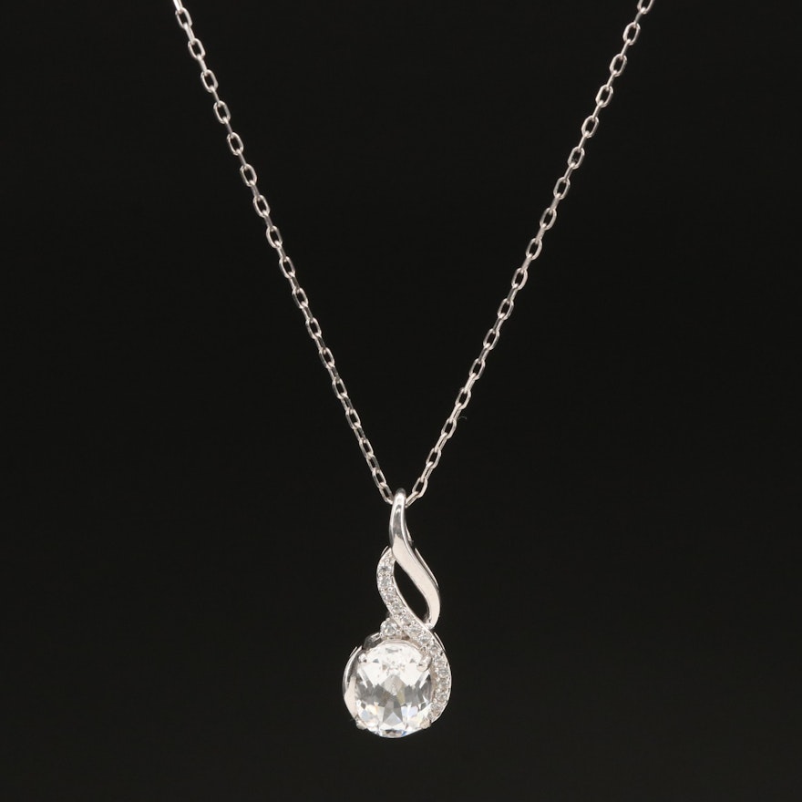 Sterling Sapphire Oval Pendant Necklace