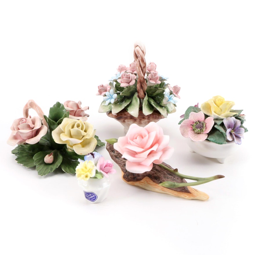 Capodimonte, Crown Staffordshire and Boehm Porcelain Flower Figurines