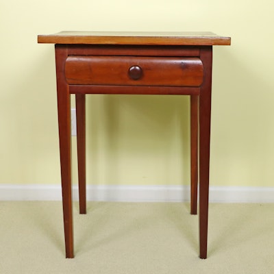 American Primitive Cherrywood Single Drawer Stand, Mid-19th Century