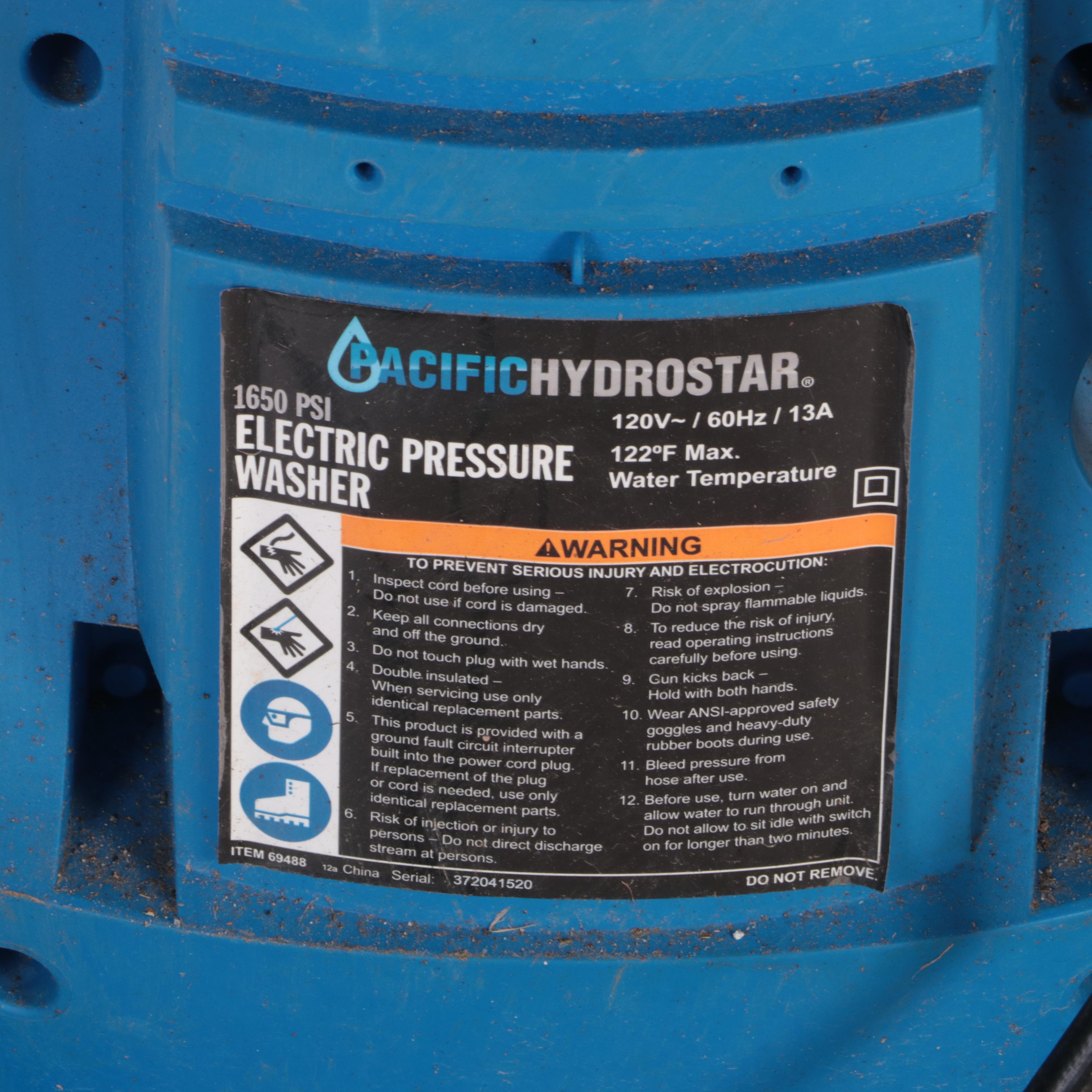 Harbor Freight Pacific Hydrostar 1650 PSI Electric Pressure Washer EBTH